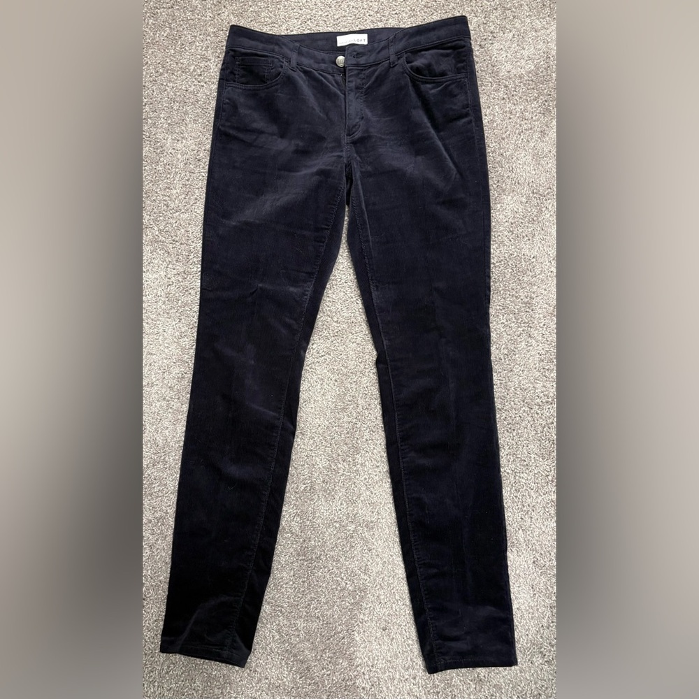 LOFT Navy Skinny Corduroy Pants